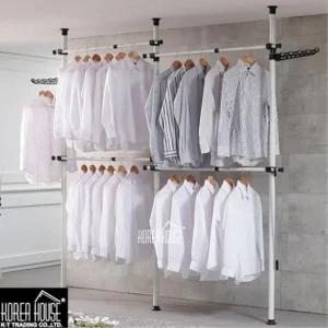 4단 폴행거 기둥식 38mm 드레스룸 매장용 옷걸이 쉬운조립 고정 폴헹거 국산 옷가게 커버