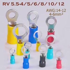 50PCS RV5 5 4/5/6/8/10/12 냉간 압착 단자, O 형 절연 링 와이어 커넥터, 12 10Awg 4 6mm 케이블에