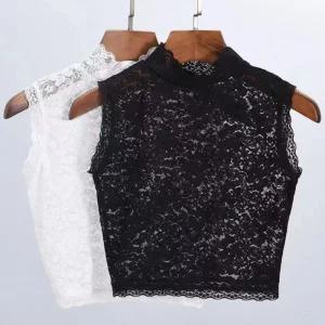레이스 목폴라 이너나시 민소매 폴라티 터틀넥 반목 나시티 여성나시