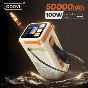 QOOVI 50000mAh 보조베터리 PD 100W 고속 충전 휴대용 배터리 iPhone 노트북 발전소 Samsung Xiaomi