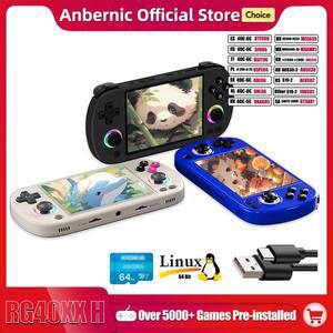 ANBERNIC RG40XX H 휴대용 게임 콘솔 4.0인치 640*480 IPS 스크린 3200mAh 64비트 시스템 RGB 조명 내장 5K