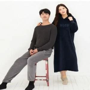 파자마 후드 겨울 원피스 잠옷 여성 따뜻한 수면 수면잠옷 원피스 극세사