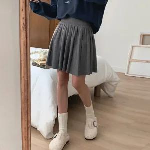 여성 플레어 밴딩 니트 미니스커트 11SK0136 가을 겨울