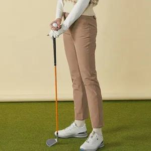 여성용 PGA 기모 골프바지 허리밴딩 하이웨스트 겨울 따뜻한 골프웨어 팬츠