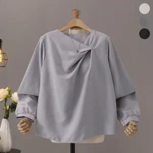 [모노시크] 피에그 심플 드레이프 블라우스_MNBS625