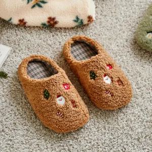 [모던하우스] 모던하우스 L 뽀글이 자수 슬리퍼 브라운 M NF5325005