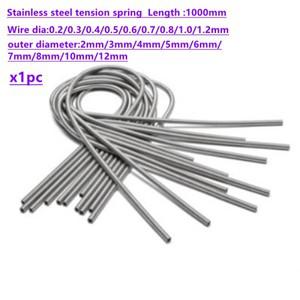 1pc 와이어 직경 0.2mm 1.0mm 스테인레스 스틸 긴 인장 스프링 연장 길이 1000mm