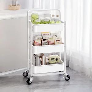 구디푸디 접이식 3단 이동형 철제 트롤리 주방카트 웨건 (2color)