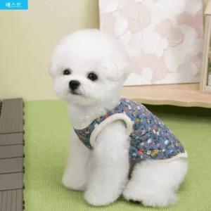 강아지옷 할매조끼 고양이 애완견패딩 강아지 할머니조끼 애견 꽃무늬