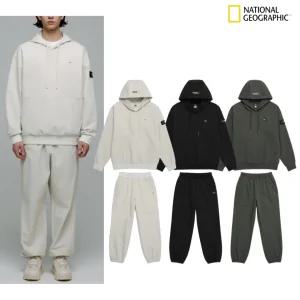 국내정품 내셔널지오그래픽 기모 우븐 트레이닝 셋업 남여공용 후드티 조거 팬츠 상하의 세트 단품