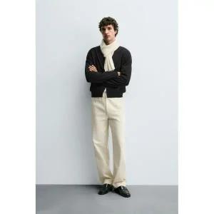 [정품] 자라 남자팬츠 데일리 바지 겨울 봄 슬랙스 청바지 ZARA 트윌 스트럭처 벨트 팬츠 - 크림