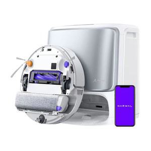 나르왈 플로우 로봇 청소기 및 걸레 콤보, 플로우워시 실시간 셀프 청소 트랙 걸레, 22,000페이지 흡입, 듀얼 카메라 AI 장애물 회피, 카펫 가장자리 청소, 비우기