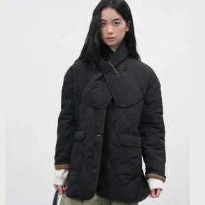 WOMAN 머플러 세트 노카라 퀼팅 자켓 [2COL] / WBE3L07516