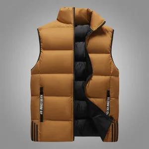 남성조끼 가을겨울 패딩 솔리드 하이넥 지퍼 파우치 캐주얼 심쿵마켓