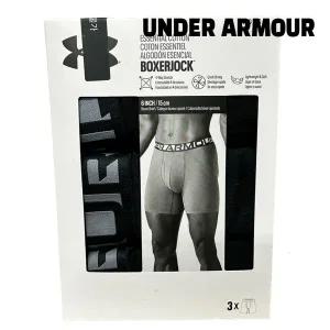 [언더아머][세일] 언더아머 팬티 /Z3- 1387429-001 / 남성 UA 에센셜 코튼 6인치 Boxerjock 3장