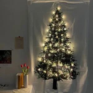 트리 패브릭 포스터 인테리어 벽장식 장식 크리스마스 트리 포스터 전구 벽걸이 분위기 소품 데코 세트