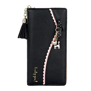 초등장지갑 심플 여학생 인조PU 러블리 장지갑 블랙