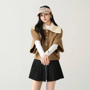 [피핀] [골프&일상] 니트 배색 카라 케이프 자켓 #66703