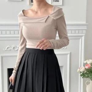 스판티셔츠 봄 오프숄더 앨리스 봄가을티 240908 (49QOB)