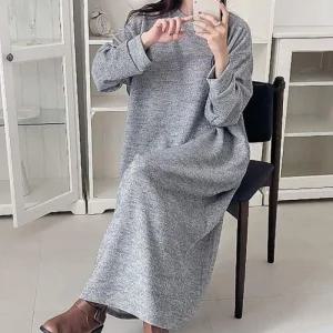 무지 데일리 긴팔 롱원피스 여자롱원피스 가을 (49c7d)