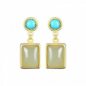 써지컬 보석 원석비즈 터키석 원석 귀걸이 S925 (49QiP)