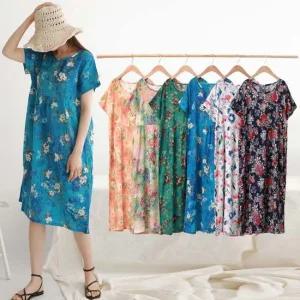 온나핏 CO 원피스 아사꽃나염원피스 휴가원피스 해변
