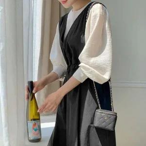 페미닌 레이어드 A라인 원피스 TDN0162 드레스 여성 나시 롱 봄 원피스 롱드레스 플 호캉스 하객 카라 트임