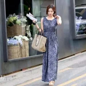 어깨 리폰 데일리 주름 밴딩 클래식 원피스