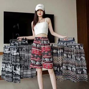 코끼리패턴 밴딩 데일리 통 4부 반바지