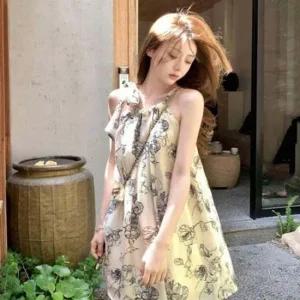 여성 꽃패턴 데일리 미니 민소매 클래식 원피스 1P 슬