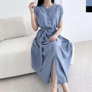 여신캡소매 Z3192 벨트포함 KQQ 밴딩롱원피스 셔링 샤