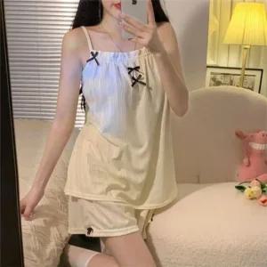 여성 홈 민소매 리본 세트 URK292 주니어 언더 홈 여성 골지