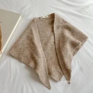 삼각머플러 스카프 소형 쁘띠머플러 미니목도리 베이지 짧은 (울포함)