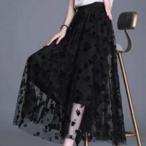 여성 샤스커트 데일리 허리 플라워 클래식 밴딩 쉬폰