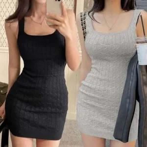 민소매 슬림핏 캐주얼 골지 미니원피스 필수템 여름