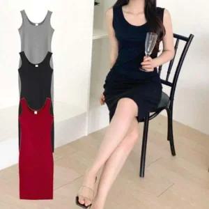 나시 베이직 캐주얼 원피스 일자 무지 슬립 이너 드레