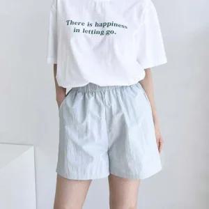 여자 4부 쿨링 바스락 고무줄 밴딩 반바지