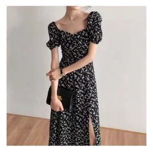 셔링 트임 플라워 롱원피스