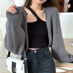 여성 볼레로 니트 크롭 가디건 아우터 여자 겉옷 숏