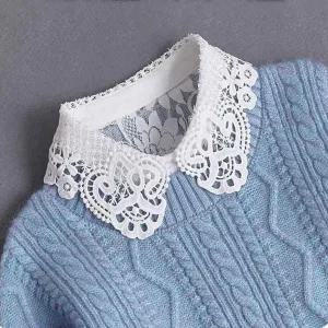 레이스 페이크 카라 셔츠 넥케이프 레이어드