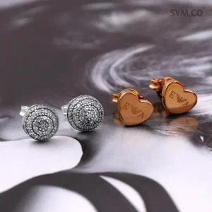 [엠포리오아르마니]알마니 EG3327 러블리 하트 큐빅 세트 투피스 여자 실버 귀걸이 c