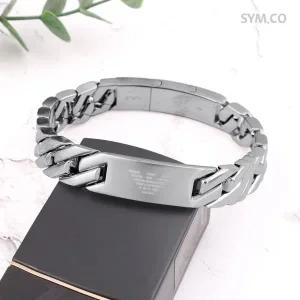 [엠포리오아르마니]알마니 EGS2435 독수리 로고 데일리 실버 프리사이징 체인 남자 실버 팔찌 c