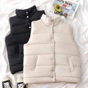 가을 겨울 따뜻한 여성 기본 포근 패딩 조끼 점퍼 작업 얇은 여자 여성 남성 커플 겨울조끼 용 롱