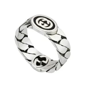 [구찌](백화점AS가능)(케이스+쇼핑백포함)선물포장 구찌 와이드 인터로킹 G 링 실버 반지 678656 8191