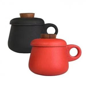 고원 도토리 도자기 필터머그컵 블랙 도자기컵 머그잔 (W31C489)