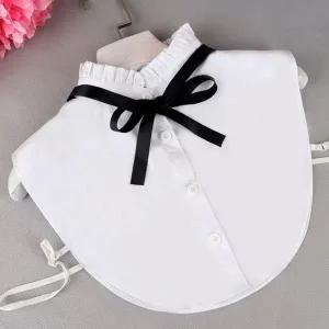 [콩심팥심]러플넥 레이어드카라 레이스페이크카라 리본 페이크