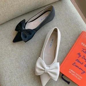 인기상품 여자 결혼식 하객 룩 패션 웨딩 플랫 슈즈 리본 구두 [WFJB3TY_251104]