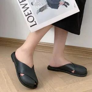 인기상품 사무실 선생님 슬리퍼 형 구두 크로스 스트랩 뮬 코디 [WFJB1DL_251104]