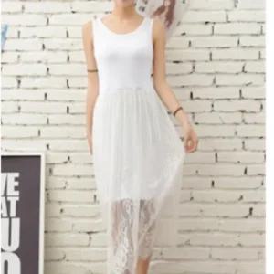 [피커]여성 이너 원피스 레이스 쉬폰원피스 나시 롱