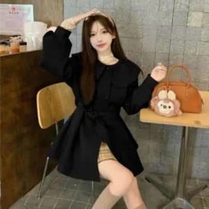 여성 러블리 코튼 미니 둥근카라 트렌치 자켓